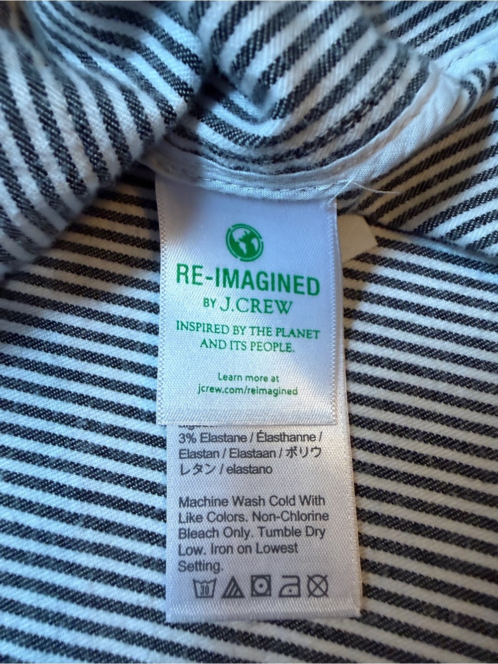 J. Crew Blue White Hickory Stripe Hooded Field Jacket-Coastal Preppy-Size L - Picture 11 of 12